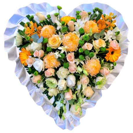 Orange Heart Asian and Chinese funeral wreath