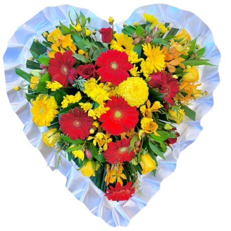 Red and Yellow Heart Asian and Chinese funeral wreath