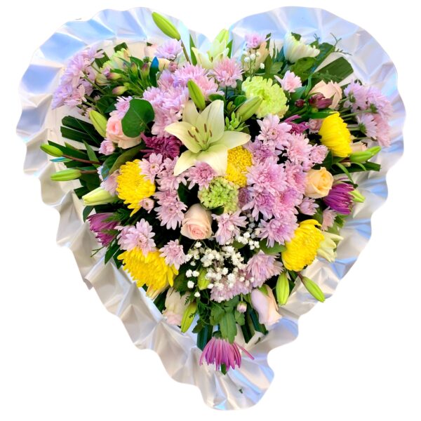 Pink and Yellow Heart Asian and Chinese funeral wreath