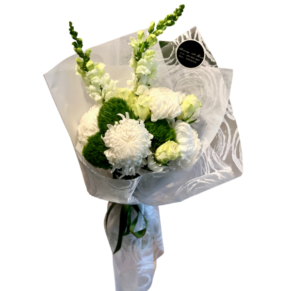White and Green Chrysanthemums Sympathy Flowers Bouquet