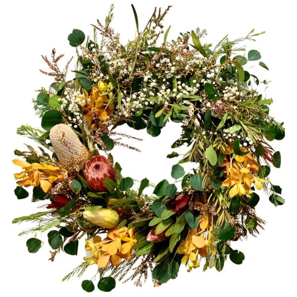 Native Flowers Round Funeral Wreath