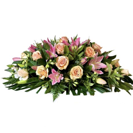 Roses and Lilies Funeral Casket Flowers