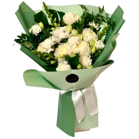 White Chrysanthemums Sympathy Flowers Bouquet