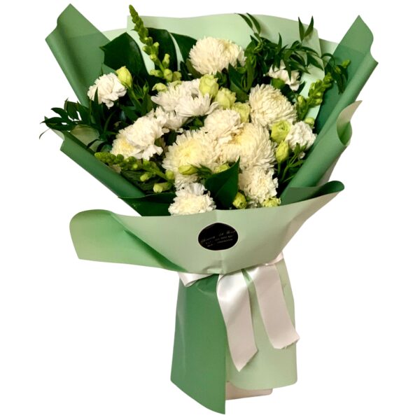 White Chrysanthemums Sympathy Flowers Bouquet