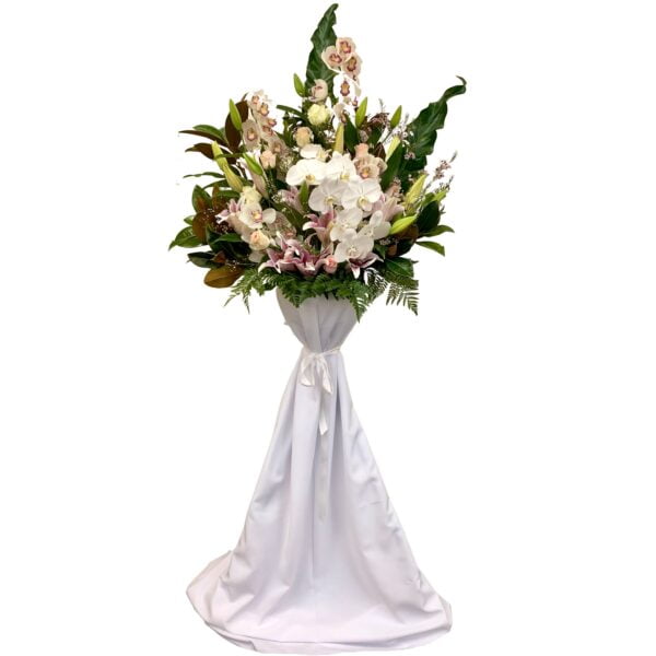 Orchids and Lilies Funeral Flowers Basket