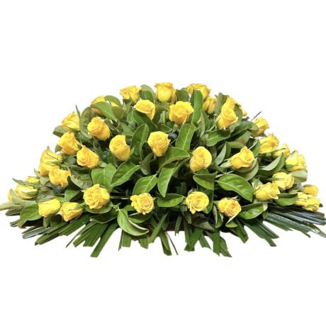 Yellow Roses Funeral Casket Flowers