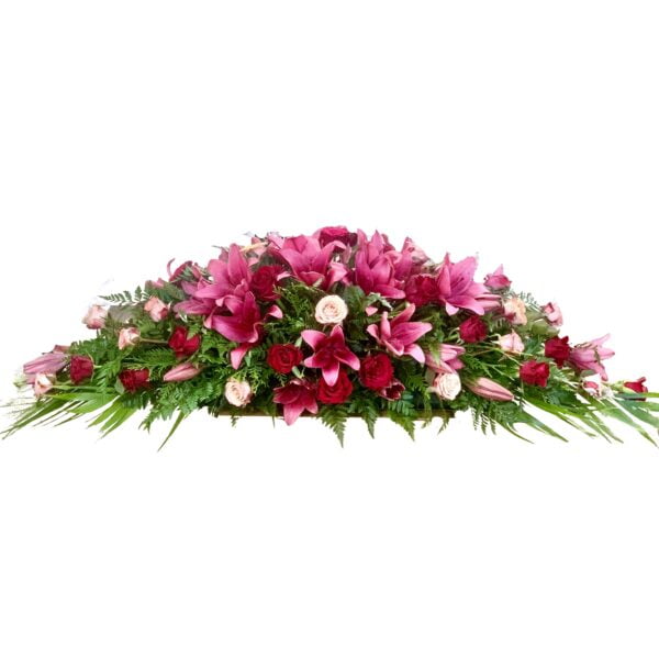 Pink Lilies Funeral Casket Flowers