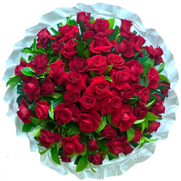 Red Roses Round Asian and Chinese funeral wreath
