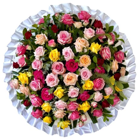 Roses Round Asian and Chinese funeral wreath
