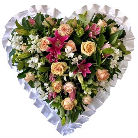 Roses and Lilies Heart Asian and Chinese funeral wreath