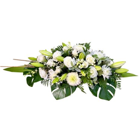 White Roses Chrysanthemums Lilies Funeral Casket Flowers