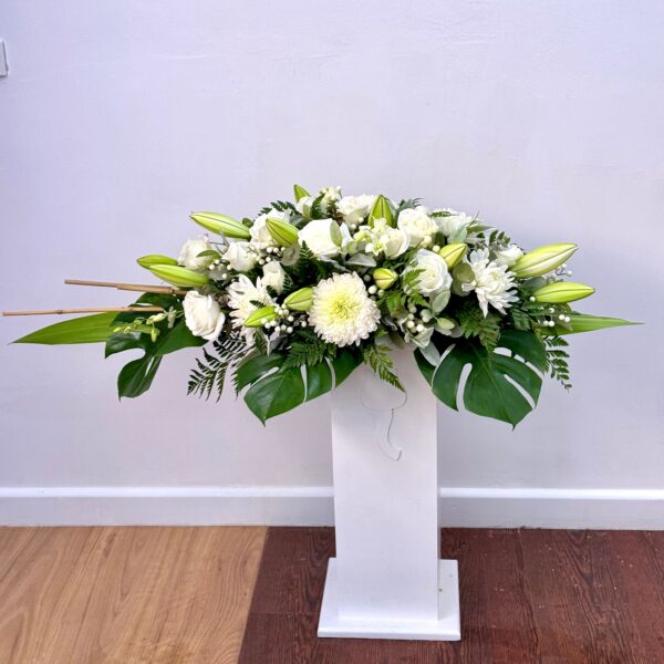 White Roses Chrysanthemums Lilies Funeral Casket Flowers